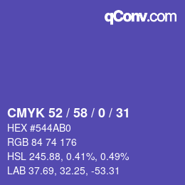 颜色代码: CMYK 52 / 58 / 0 / 31 | qconv.com