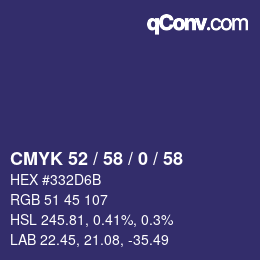 Farbcode: CMYK 52 / 58 / 0 / 58 | qconv.com