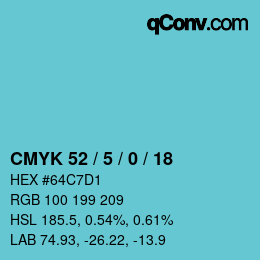 Color code: CMYK 52 / 5 / 0 / 18 | qconv.com