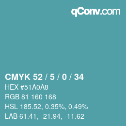 颜色代码: CMYK 52 / 5 / 0 / 34 | qconv.com