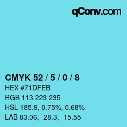 Color code: CMYK 52 / 5 / 0 / 8 | qconv.com