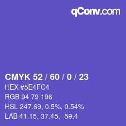 Color code: CMYK 52 / 60 / 0 / 23 | qconv.com