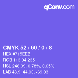 Color code: CMYK 52 / 60 / 0 / 8 | qconv.com
