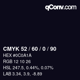 カラーコード: CMYK 52 / 60 / 0 / 90 | qconv.com