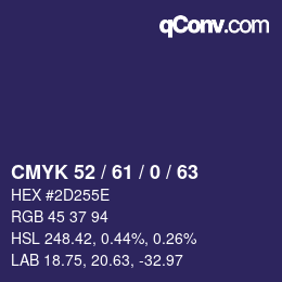 カラーコード: CMYK 52 / 61 / 0 / 63 | qconv.com