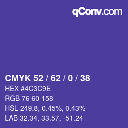 颜色代码: CMYK 52 / 62 / 0 / 38 | qconv.com