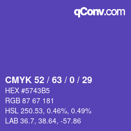 颜色代码: CMYK 52 / 63 / 0 / 29 | qconv.com