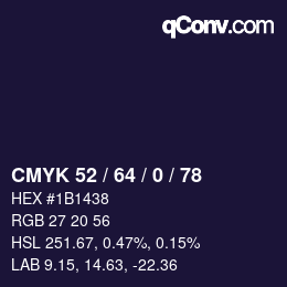 Farbcode: CMYK 52 / 64 / 0 / 78 | qconv.com