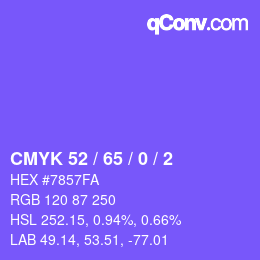 Color code: CMYK 52 / 65 / 0 / 2 | qconv.com