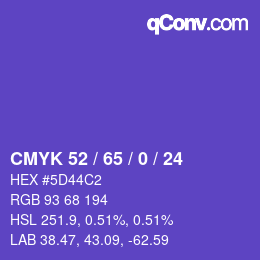Color code: CMYK 52 / 65 / 0 / 24 | qconv.com