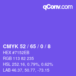 カラーコード: CMYK 52 / 65 / 0 / 8 | qconv.com
