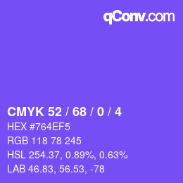 カラーコード: CMYK 52 / 68 / 0 / 4 | qconv.com