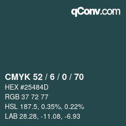 カラーコード: CMYK 52 / 6 / 0 / 70 | qconv.com