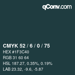 颜色代码: CMYK 52 / 6 / 0 / 75 | qconv.com