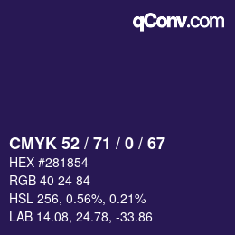 颜色代码: CMYK 52 / 71 / 0 / 67 | qconv.com