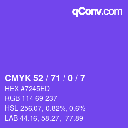Color code: CMYK 52 / 71 / 0 / 7 | qconv.com
