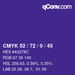 Color code: CMYK 52 / 72 / 0 / 45 | qconv.com