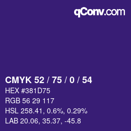 Color code: CMYK 52 / 75 / 0 / 54 | qconv.com