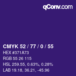 Color code: CMYK 52 / 77 / 0 / 55 | qconv.com