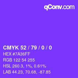Color code: CMYK 52 / 79 / 0 / 0 | qconv.com