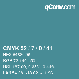 Código de color: CMYK 52 / 7 / 0 / 41 | qconv.com