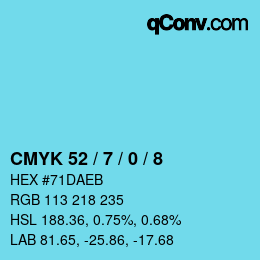 カラーコード: CMYK 52 / 7 / 0 / 8 | qconv.com