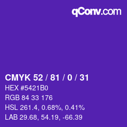 Color code: CMYK 52 / 81 / 0 / 31 | qconv.com