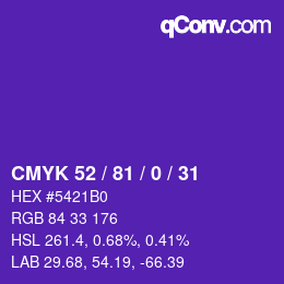 Color code: CMYK 52 / 81 / 0 / 31 | qconv.com