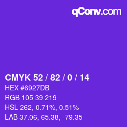 颜色代码: CMYK 52 / 82 / 0 / 14 | qconv.com