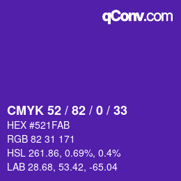 颜色代码: CMYK 52 / 82 / 0 / 33 | qconv.com