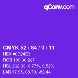 颜色代码: CMYK 52 / 84 / 0 / 11 | qconv.com