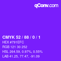 颜色代码: CMYK 52 / 88 / 0 / 1 | qconv.com