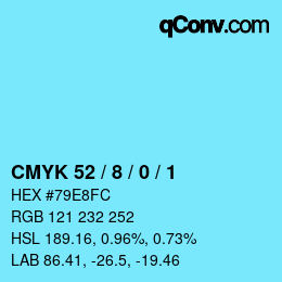Color code: CMYK 52 / 8 / 0 / 1 | qconv.com