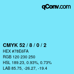 カラーコード: CMYK 52 / 8 / 0 / 2 | qconv.com