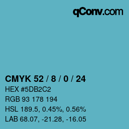 Color code: CMYK 52 / 8 / 0 / 24 | qconv.com