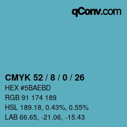 カラーコード: CMYK 52 / 8 / 0 / 26 | qconv.com