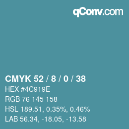 Color code: CMYK 52 / 8 / 0 / 38 | qconv.com