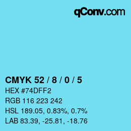 Color code: CMYK 52 / 8 / 0 / 5 | qconv.com