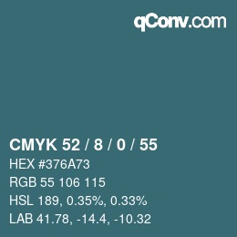 颜色代码: CMYK 52 / 8 / 0 / 55 | qconv.com