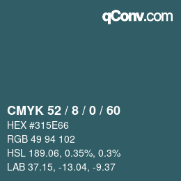 カラーコード: CMYK 52 / 8 / 0 / 60 | qconv.com