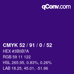 颜色代码: CMYK 52 / 91 / 0 / 52 | qconv.com