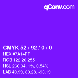 カラーコード: CMYK 52 / 92 / 0 / 0 | qconv.com