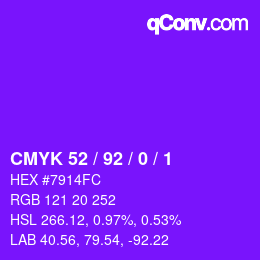 カラーコード: CMYK 52 / 92 / 0 / 1 | qconv.com