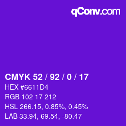 カラーコード: CMYK 52 / 92 / 0 / 17 | qconv.com