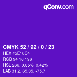 Color code: CMYK 52 / 92 / 0 / 23 | qconv.com