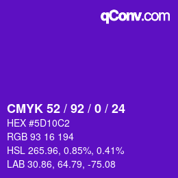 カラーコード: CMYK 52 / 92 / 0 / 24 | qconv.com