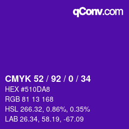 カラーコード: CMYK 52 / 92 / 0 / 34 | qconv.com