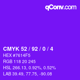 カラーコード: CMYK 52 / 92 / 0 / 4 | qconv.com