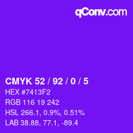 カラーコード: CMYK 52 / 92 / 0 / 5 | qconv.com