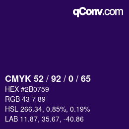 カラーコード: CMYK 52 / 92 / 0 / 65 | qconv.com